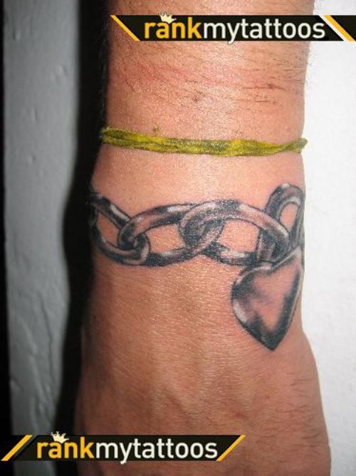 Grey Ink Chain Tattoo On Ankle