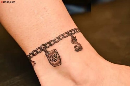 Realistic Bracelet Chain Tattoo On Ankle