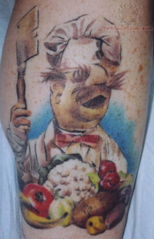 Color Chef With Kinfe Tattoo
