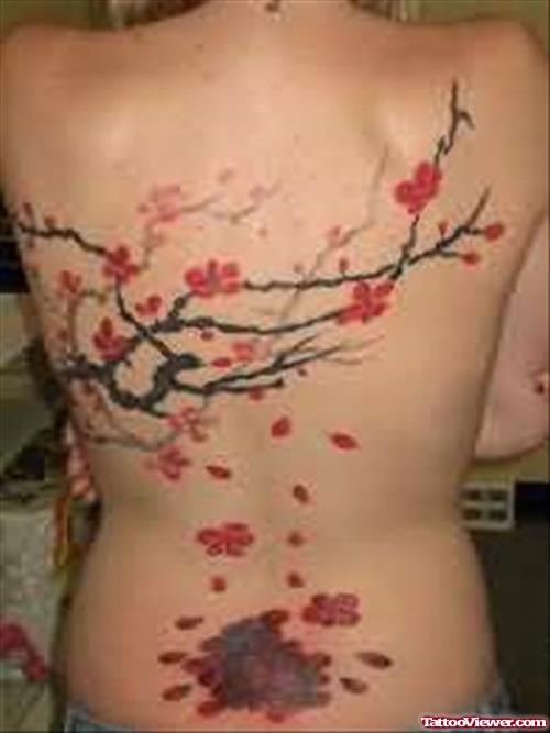 Cherry Blossom Tattoo On Full Back