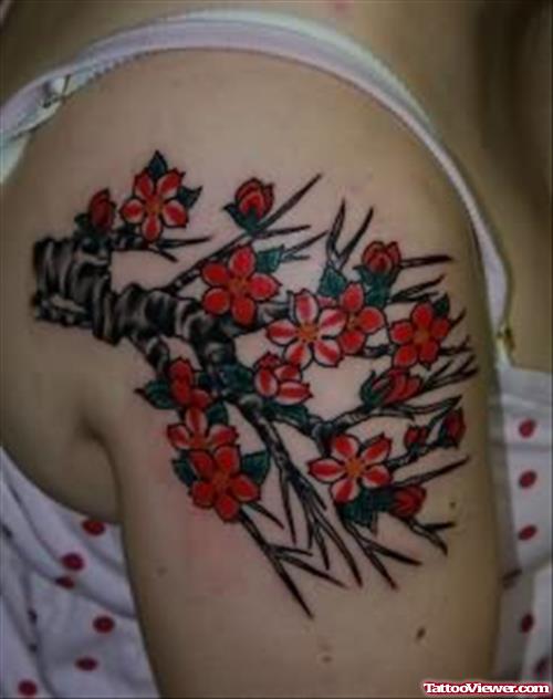 Cherry Blossom Flowers Tattoo Image
