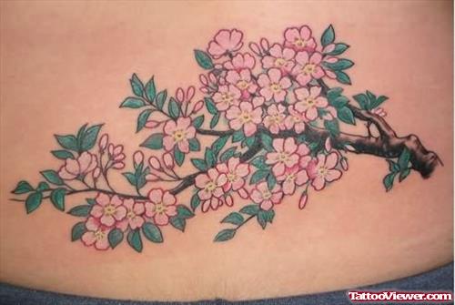 Cherry Blossom Lower Waist Tattoo