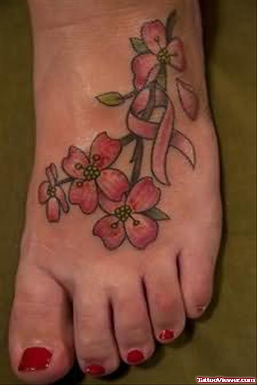 Awesome Cherry Tattoo On Foot