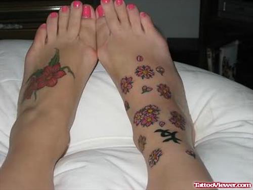Stylish Cherry Tattoos On Feet