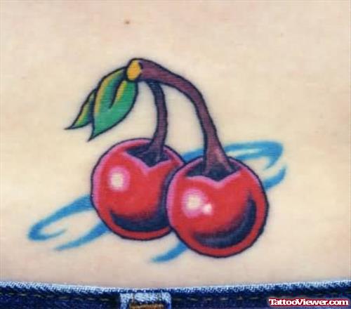 Simple Coloured Cherry Tattoos