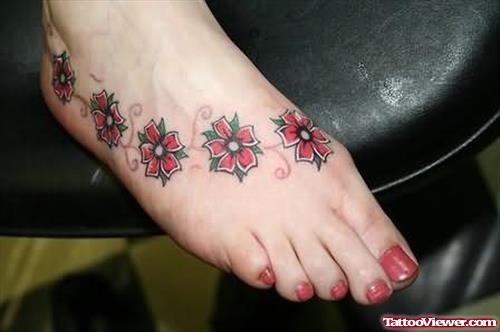 Beautiful Cherry Tattoo For Foot