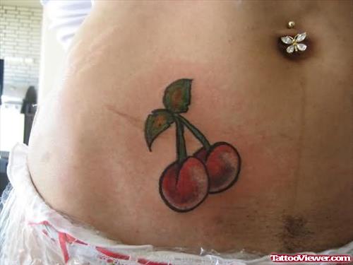 Cherry Tattoo On Stomach