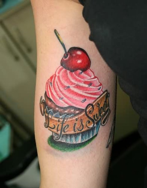 Sweet Cherry Cake Tattoo