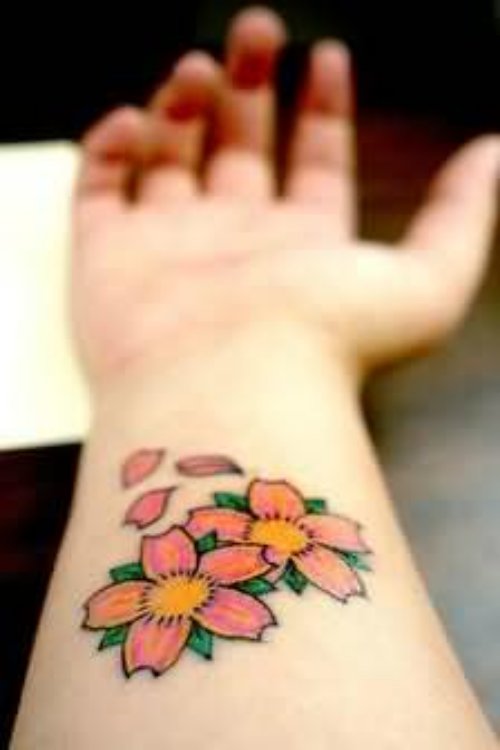 Elegant Cherry Flower Tattoo