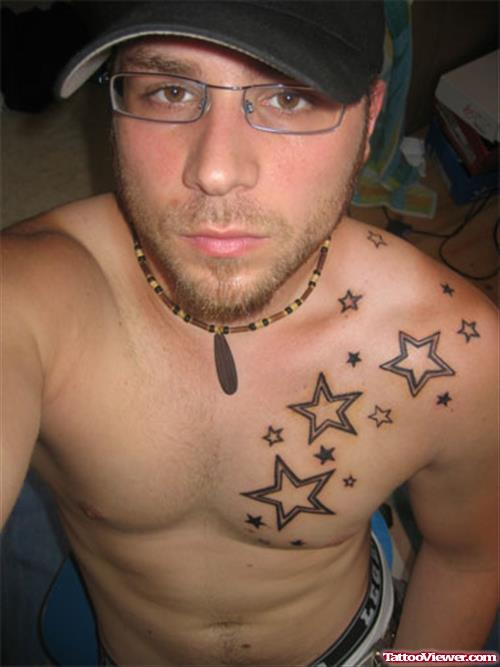 Stars Chest Tattoo For Men