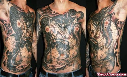 Japanese Dragon Tattoo On Chest