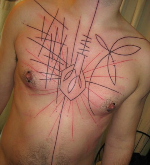 Abstract Bulb Chest Tattoo