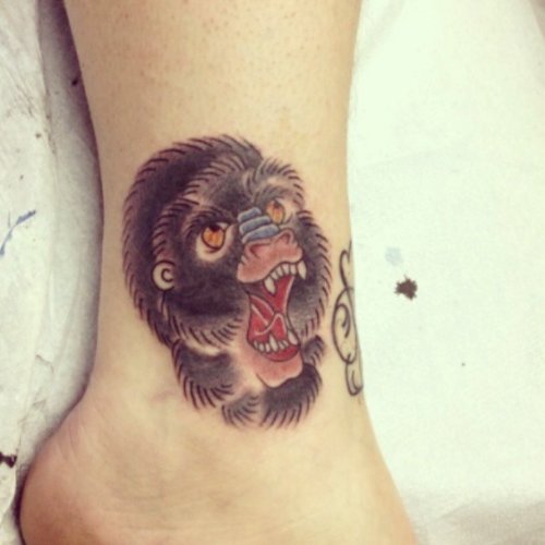 Chimpanzee Tattoo On Ankle