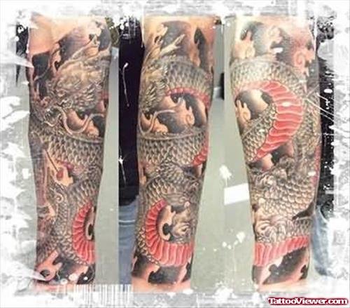 Terrific Chinese Tattoo On Legs