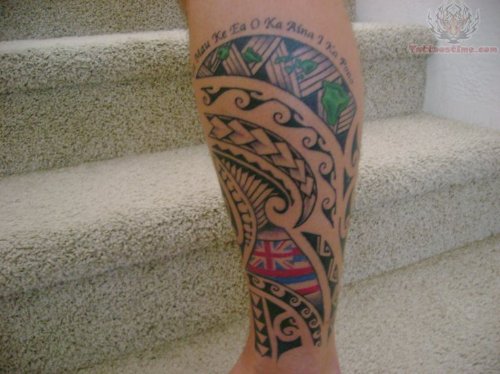 Maori Chip Tattoo On Leg