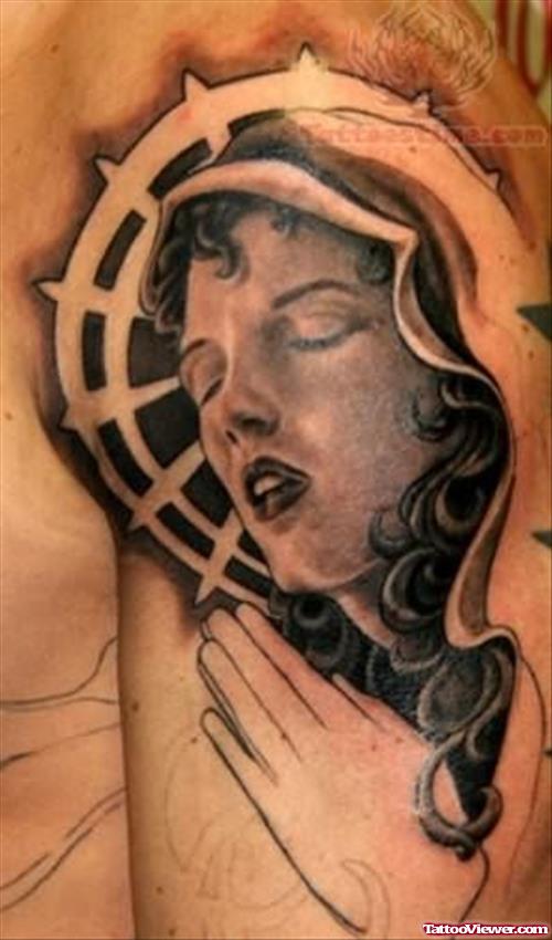 Sweet Mary Tattoo On Shoulder