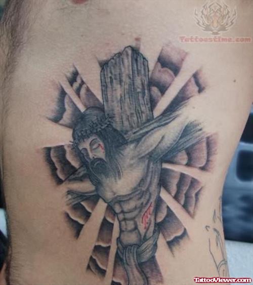 Crucifix Tattoo on Rib