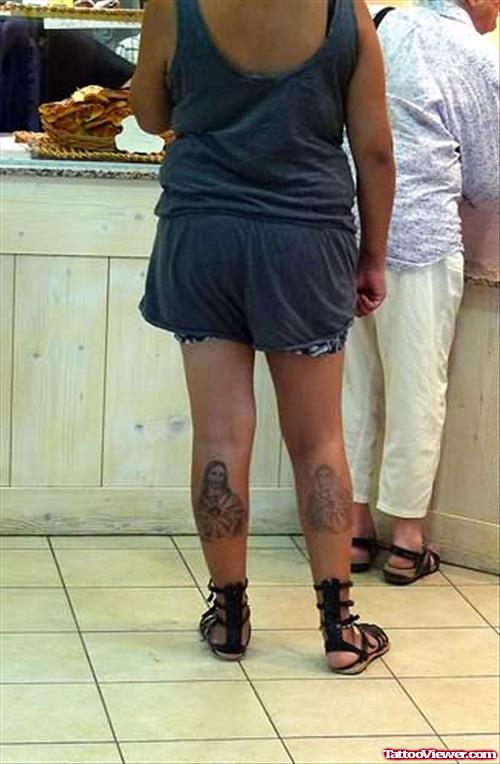 Jesus Tattoos On Legs