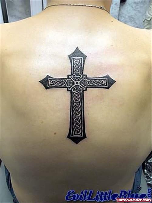 Attractive Cross Tattoo On Back