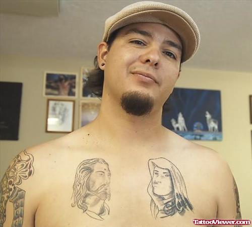 Jesus Virgin Mary Tattoo On Chest