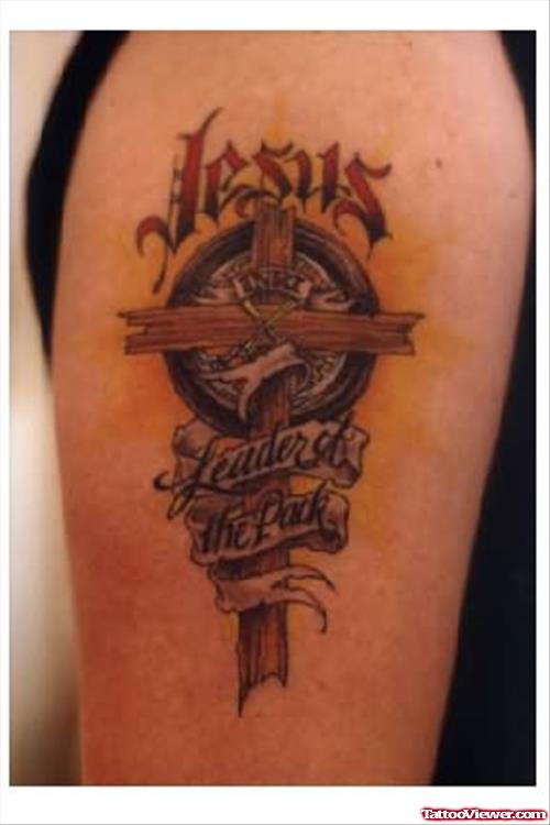 Jesus Cross Tattoo For Bicep