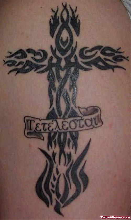 Flame Cross Tattoo