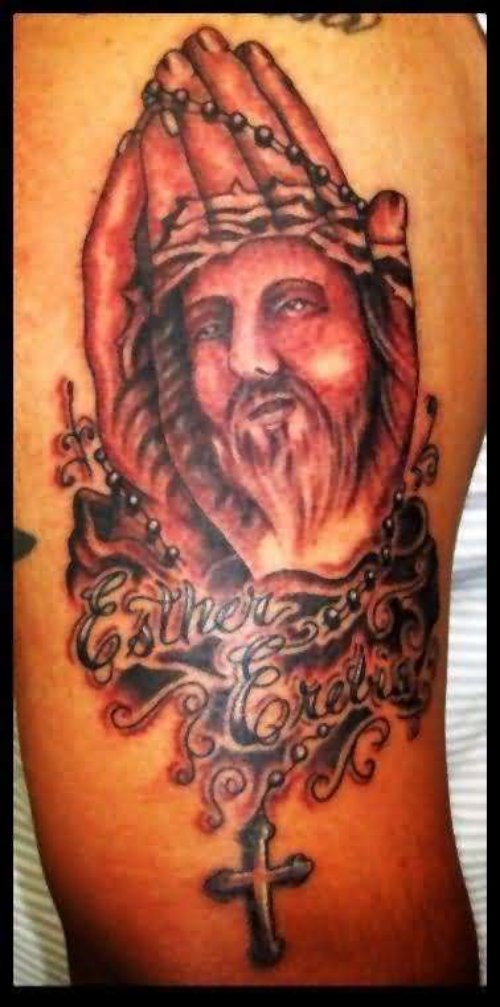 Christ Folding Hands Tattoo