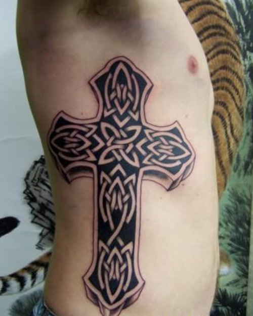 Cross Tattoo On Ribs