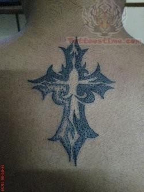 Simple Cross Tattoo On Back