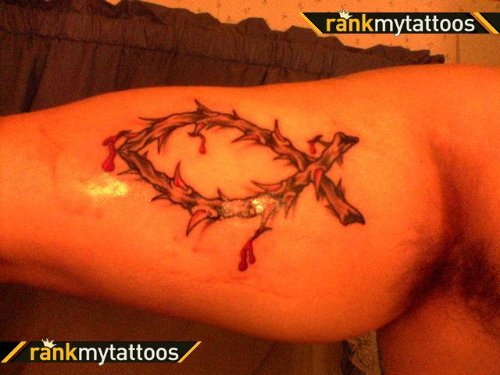 Jesus Fish Christian Tattoo On Inner Bicep