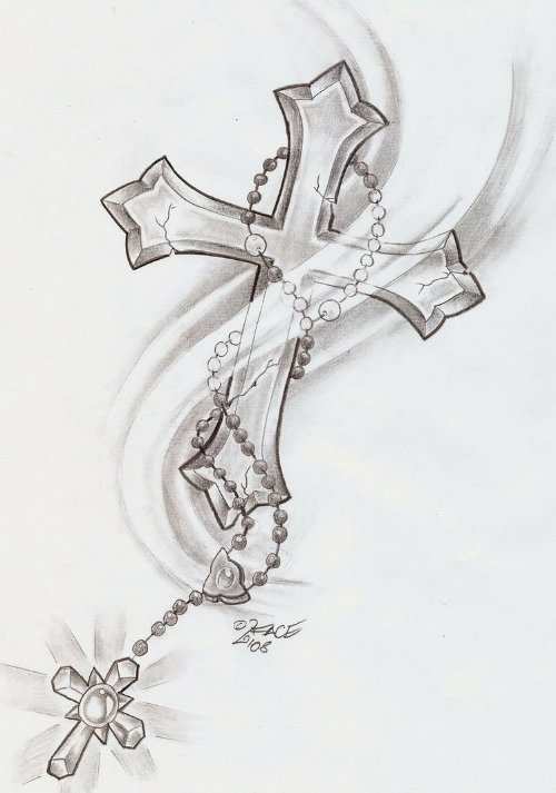 Rosary Cross And Christian Tattoo Design