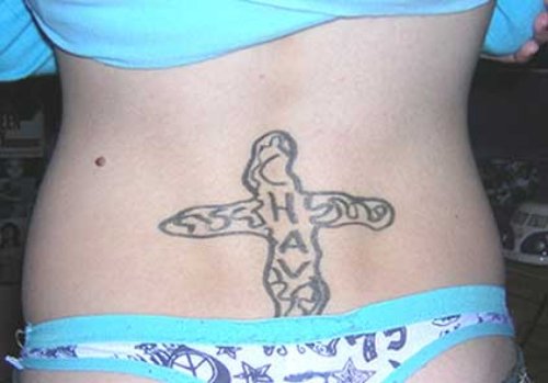 Celtic Cross Christianity Tattoo On Lowerback