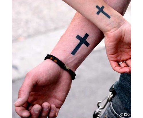 Amazing Black Cross Christianity Tattoos On Wrists