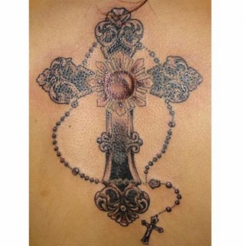 Cross And Rosary Christianity Tattoo
