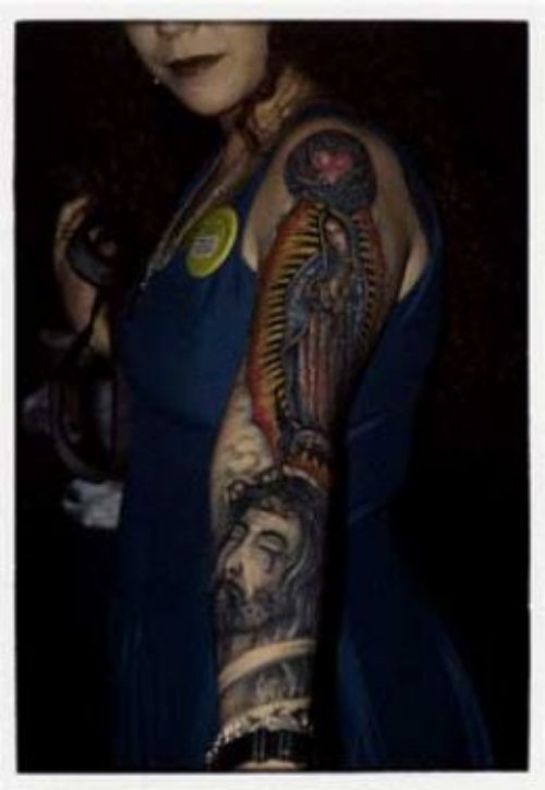 Girl Left Sleeve Christianity Tattoo