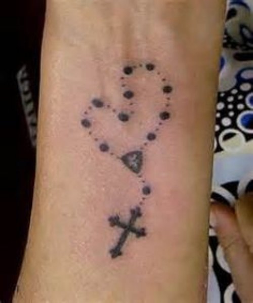 Rosary Christianity Tattoo On Left Wrist