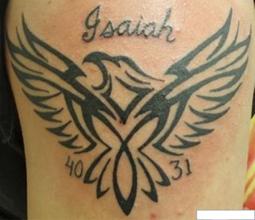 Tribal Flying Bird Christianity Tattoo