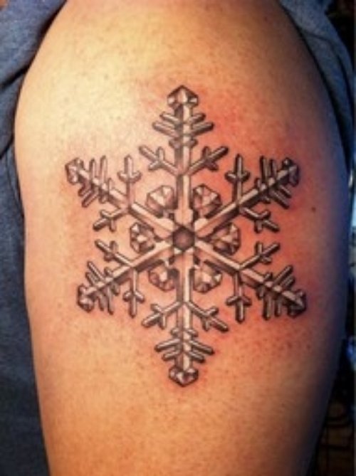 Grey Ink Snow Flakes Christmas Tattoo