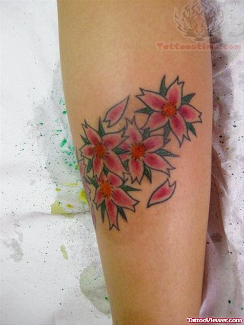 Colored Ink Flower Tattoos