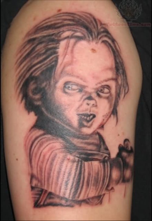 Beautiful Chucky Face Tattoo
