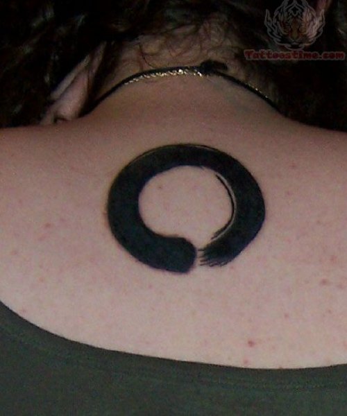 Black Zen Circle Tattoo On Back
