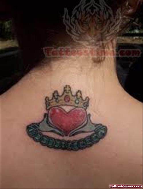 Claddagh Tattoo On Back Neck