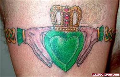 Claddagh Green Ink Tattoo