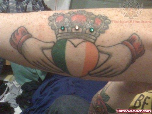 Claddagh Color Tattoo On Arm
