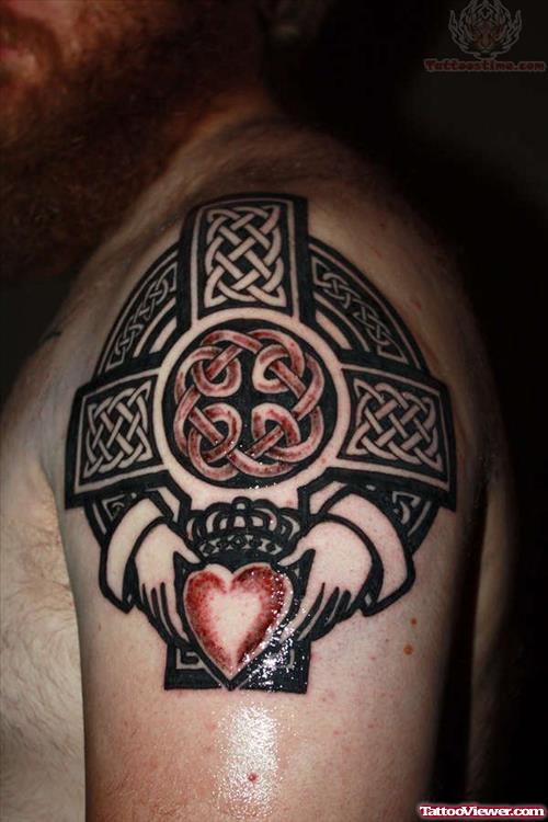 Celtic Cross And Claddagh Tattoo