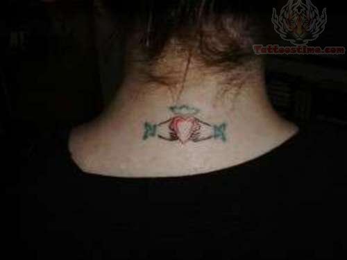 Small Claddagh Tattoo On Upper Back