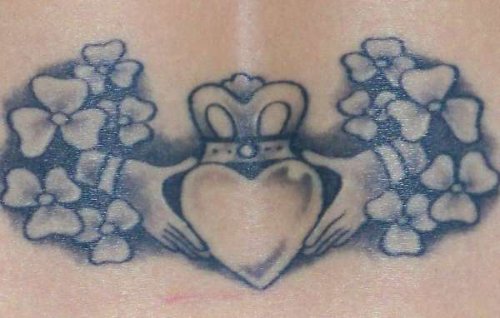 Grey Flower and Claddagh Tattoo Design