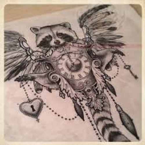 Winged Fox Clock Tattoo