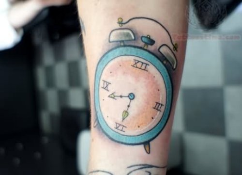 Small Alarm Clock Tattoo