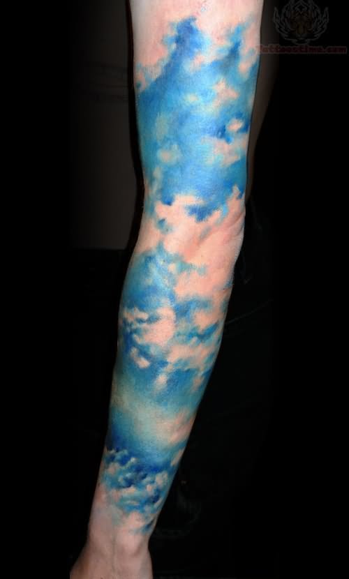 Blue Cloud Tattoos On Sleeve